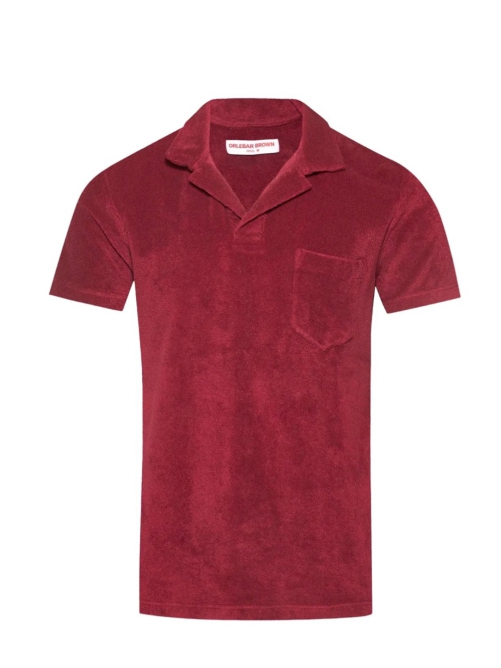 Orlebar Brown Men's Burgundy Terry Open-Collar Polo
